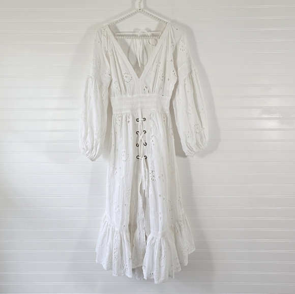 Misa Los Angeles Althea 100% White Cotton Coverup Dress XS - Picture 4 of 13